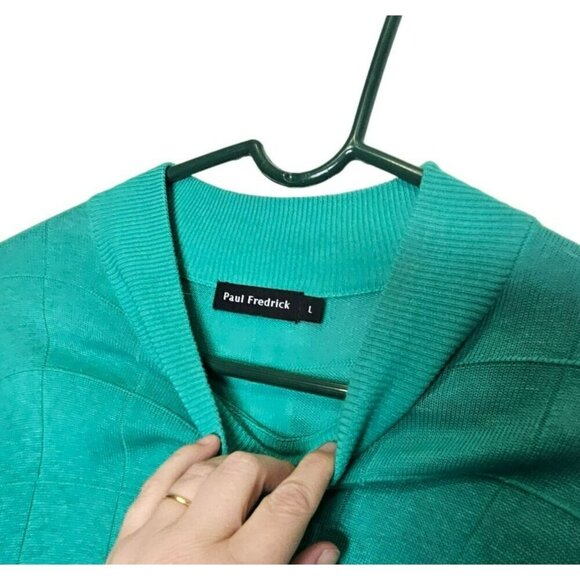 Paul Fredrick Green Textured Silk Knit Lightweight Sweater Half Sleeve Womens L - Picture 2 of 10